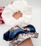 White satin, blue velour and William morris large scrunchie set of 3.  - Image 2