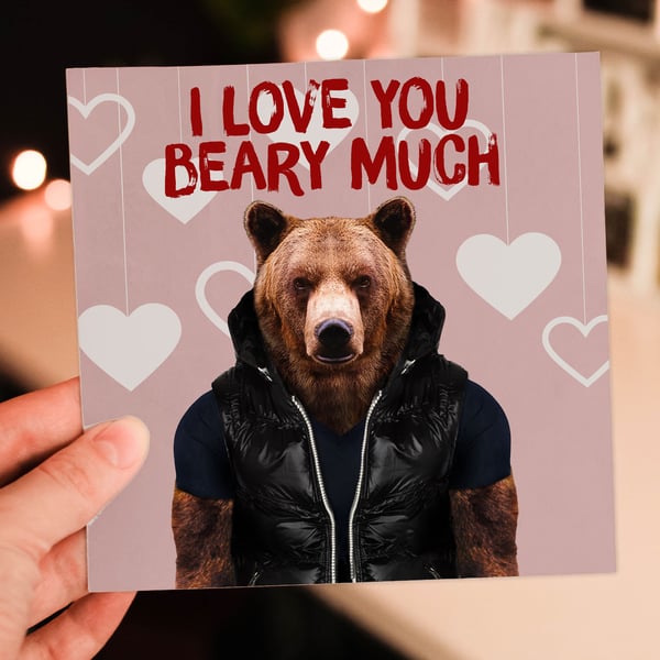 Bear Valentine's Day card - I love you beary much (Animalyser)