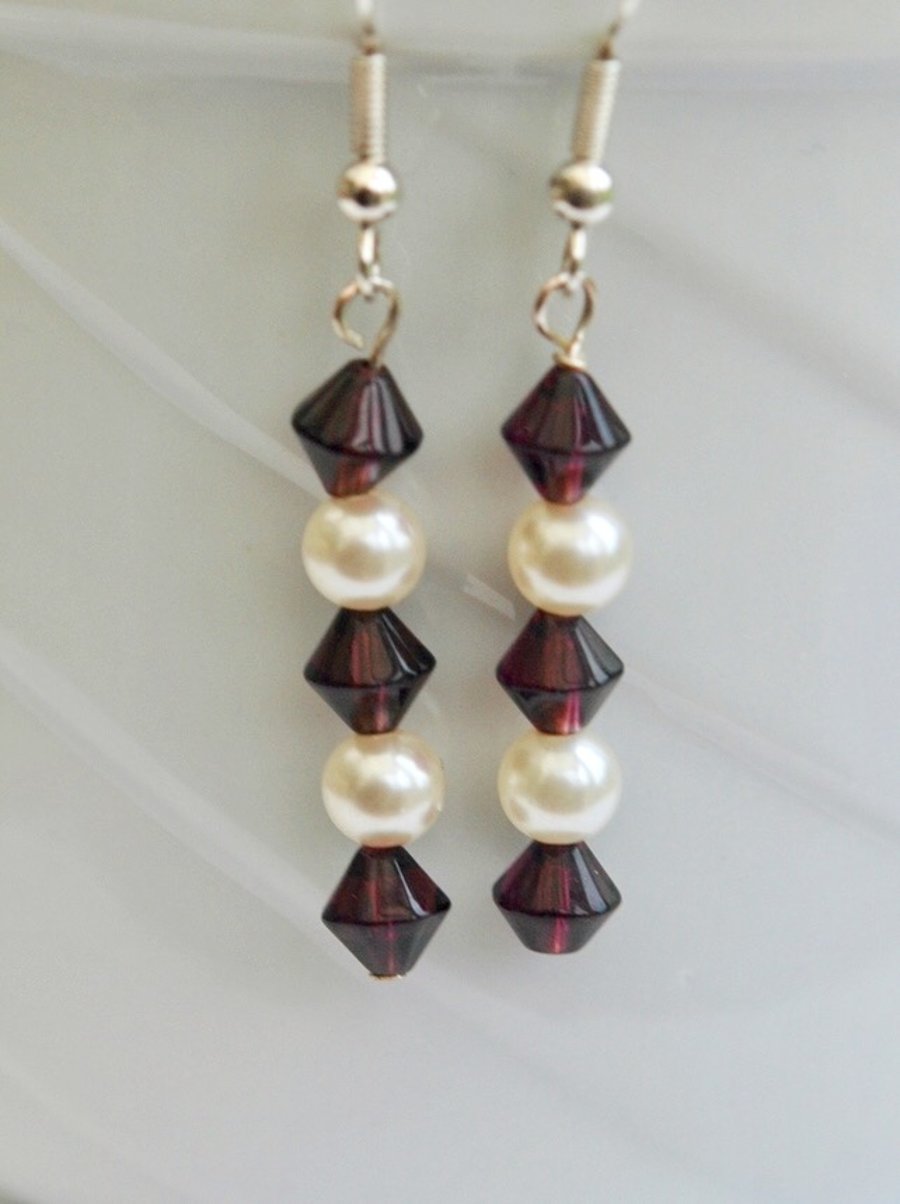  50% off Ruby and Pearl Beaded Drop Earrings