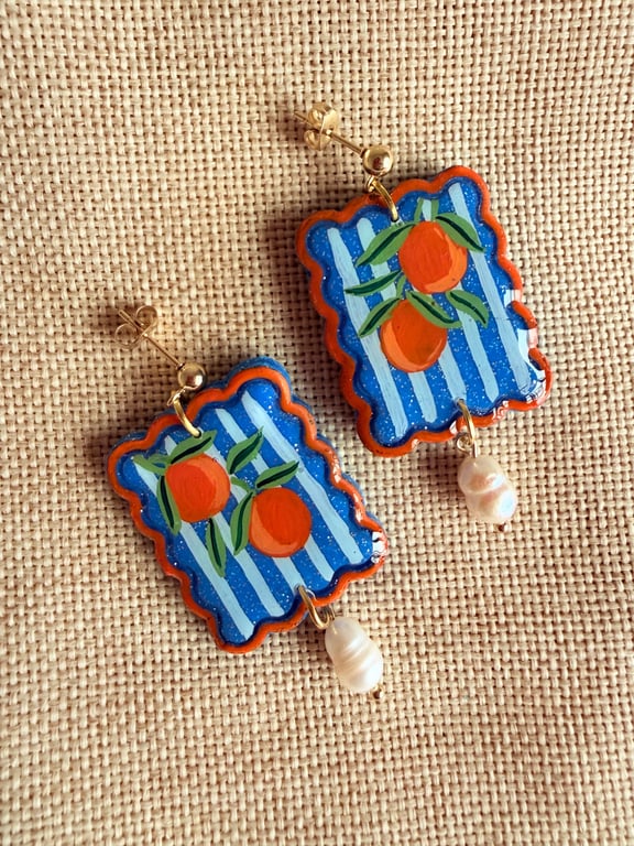 Algarve Orange Pearl Earrings - LIMITED EDITION