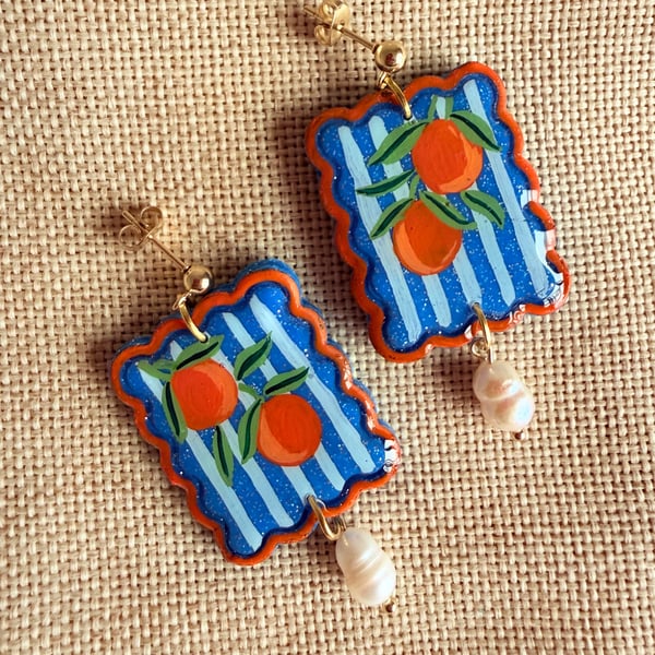 Algarve Orange Pearl Earrings - LIMITED EDITION