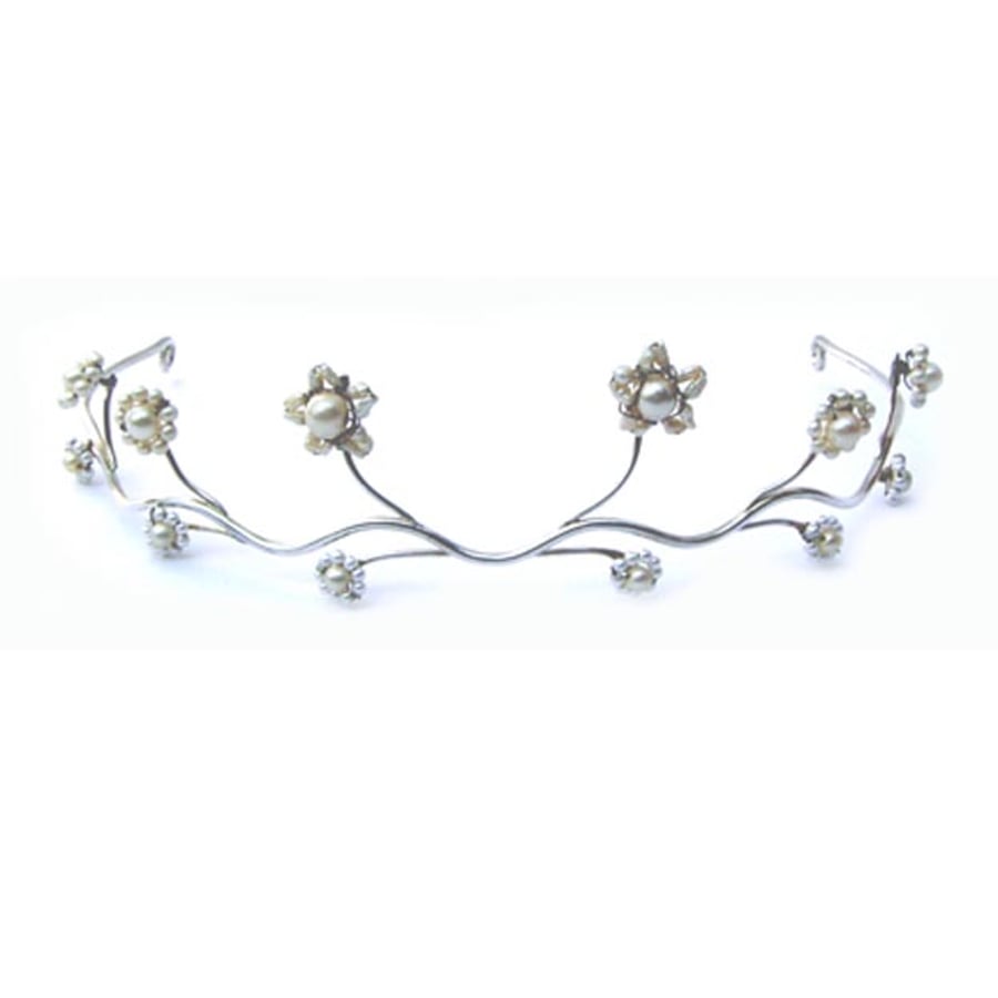Sterling Silver Handmade Pearl Tiara