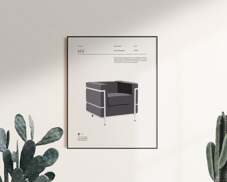 LC2 Chair Print by Le Corbusier, Jeanneret, Perriand