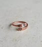 Copper Paw Print and Love Heart Wrap Around Ring - Adjustable - Hand Stamped - Image 1