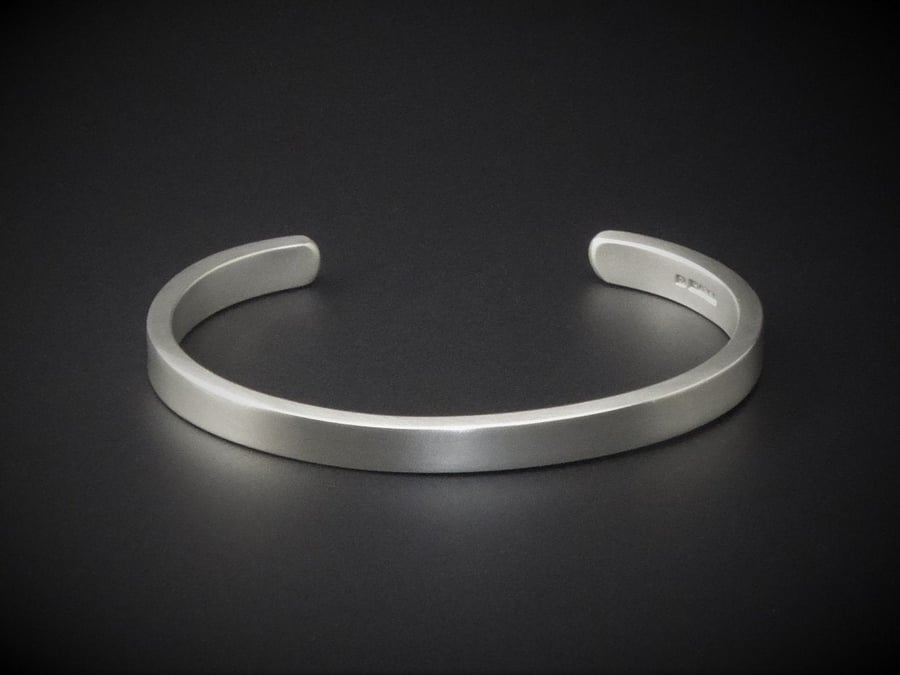 Men's 34 Grams "Matt Look" Solid Sterling Silver, Torque, Bangle, Bracelet, 