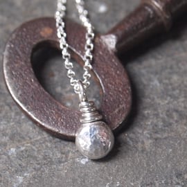 Silver, Pebble Pendant Necklace