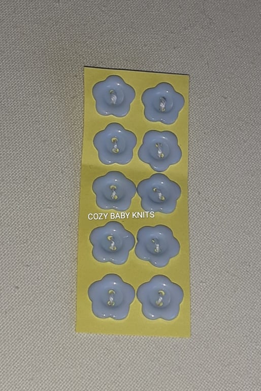 13MM BLUE FLOWER BUTTONS WITH TWO HOLES FOR ATTACHING 