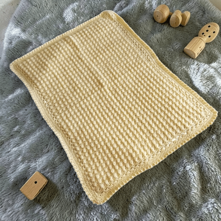 Handmade Lemon Crochet Baby Blanket for Pram Cot or Car Seat