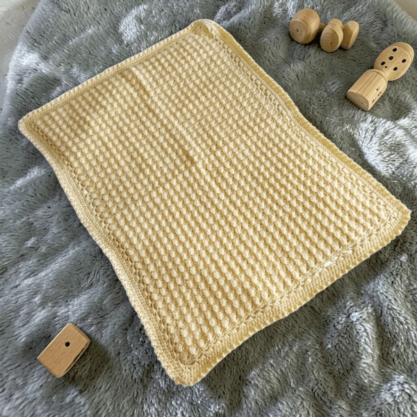 Handmade Lemon Crochet Baby Blanket for Pram Cot or Car Seat