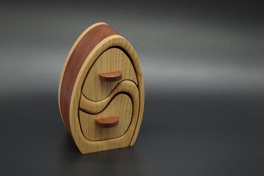 Handmade Wooden Trinket, Jewel Box. Scottish Ash and African Sapele."