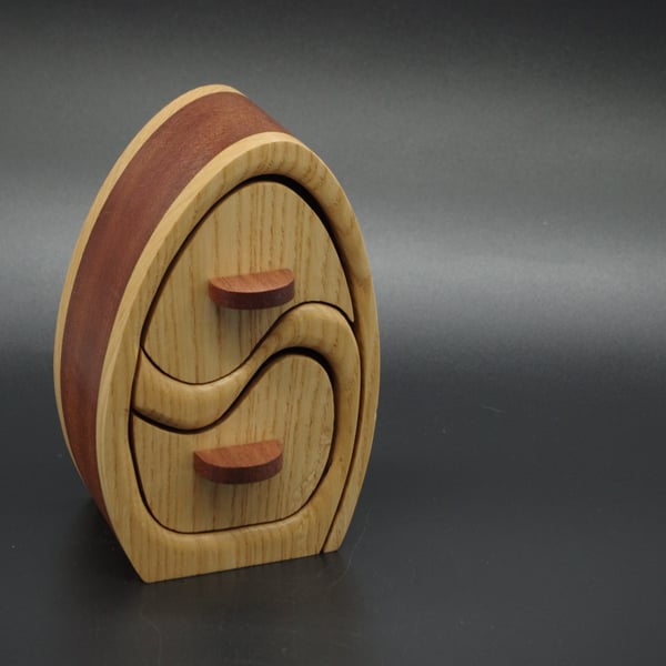Handmade Wooden Trinket, Jewel Box. Scottish Ash and African Sapele."