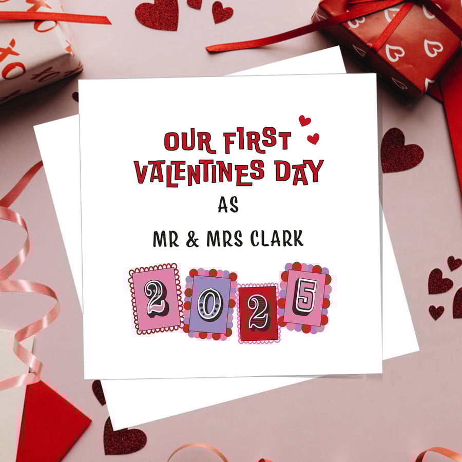First Valentine’s Day Married 2025 Personalised Card - free postage