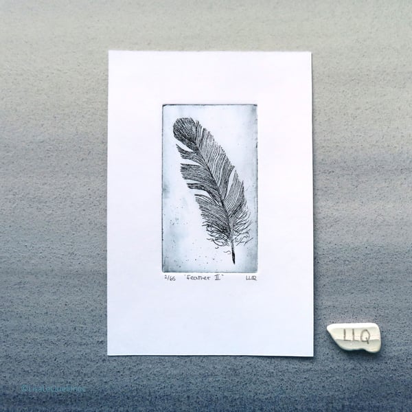 Feather etching mini print no.2 of an edition of 65
