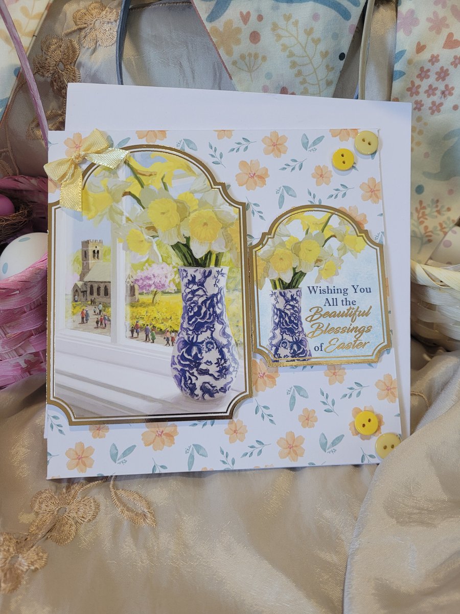 Easter Square Greeting Card - Easter Blessings 