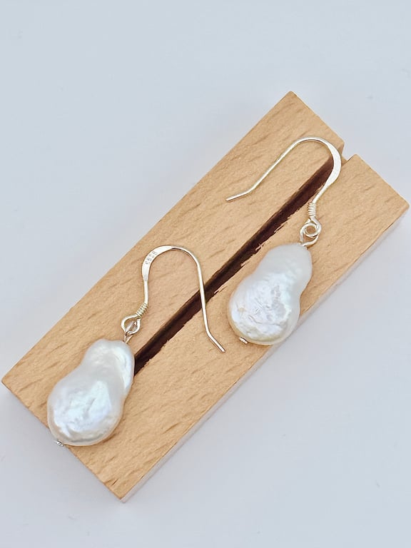 Baroque Freshwater Pearl Sterling Silver Drop Earrings