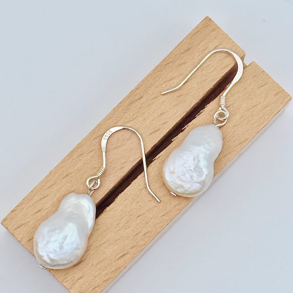 Baroque Freshwater Pearl Sterling Silver Drop Earrings