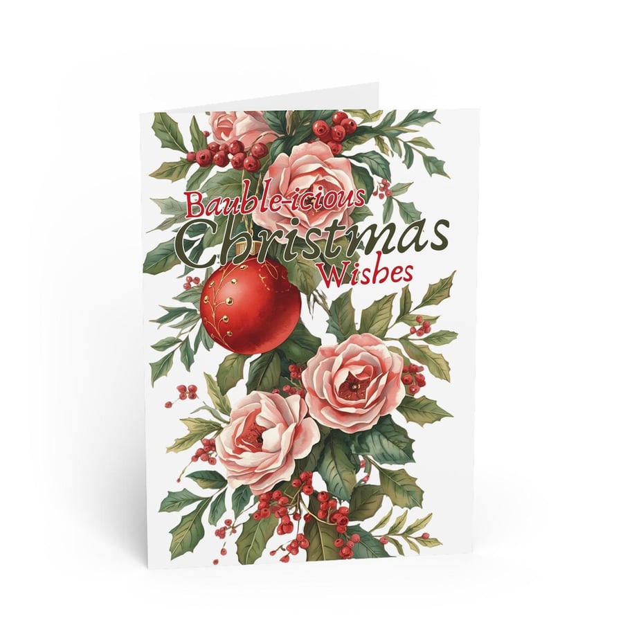 Red and Green Bauble-icious Christmas Card