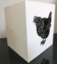 Little maran hen lino print greetings card - Image 4