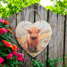 Highland Cow Decoupaged Large Decoupaged Slate Heart