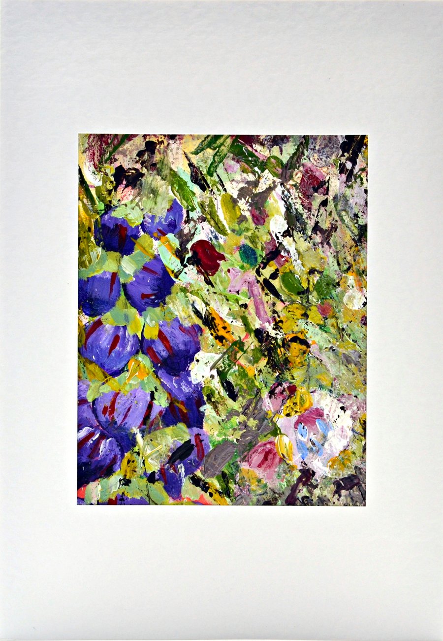 A Blank Handmade Card of Purple Flowers