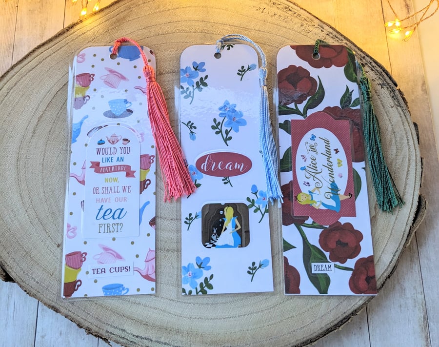 Set of Alice in Wonderland themed bookmarks