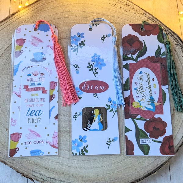 Set of Alice in Wonderland themed bookmarks