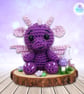 Crochet purple dragon mixed media sculpture. Dragon ornament. Purple dragon