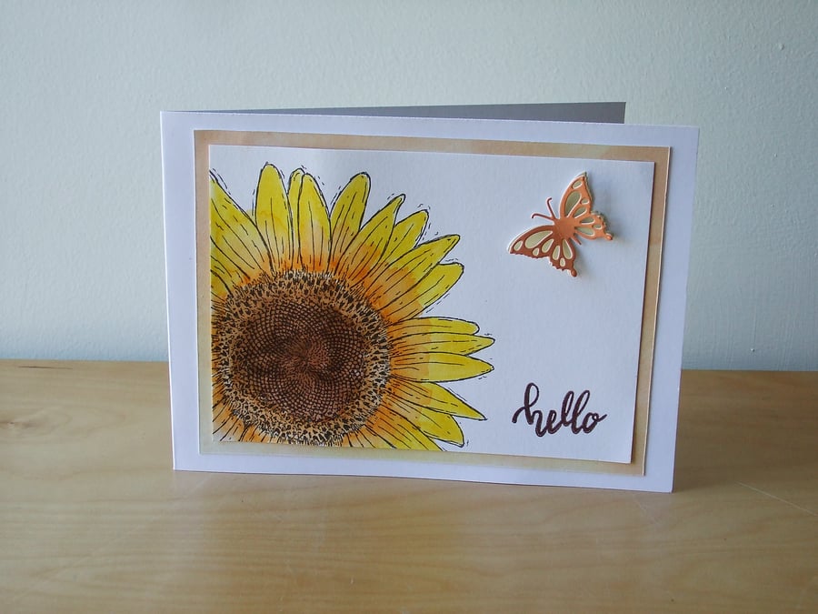 Sunflower card, Hello  (522)