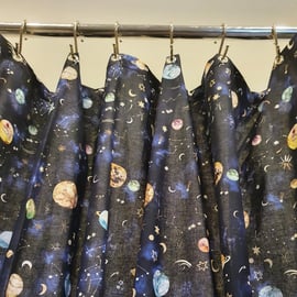 Space Print Organic Cotton Shower Curtain, washable