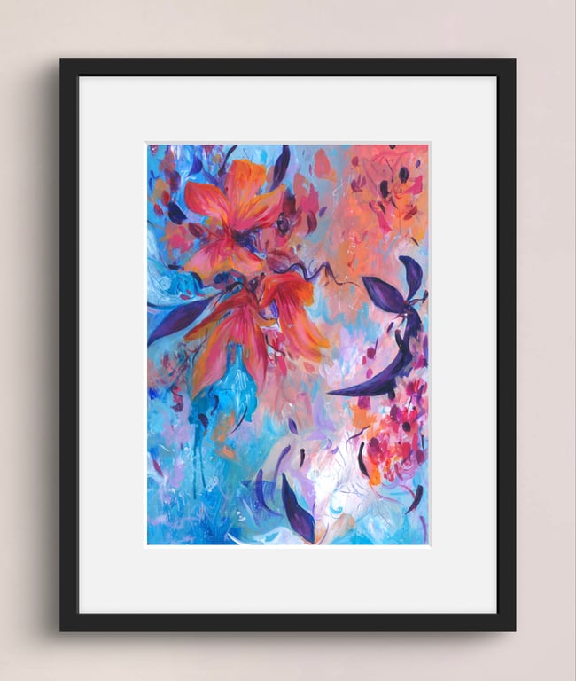 Celebration Original Painting, A4 Framed piece with mount