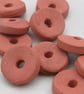 10 Medium Unglazed Terracotta Ceramic Washer Beads - Image 2