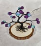 Small Wire Tree with Purple and Multicoloured Beads on a Wooden Base - Image 1