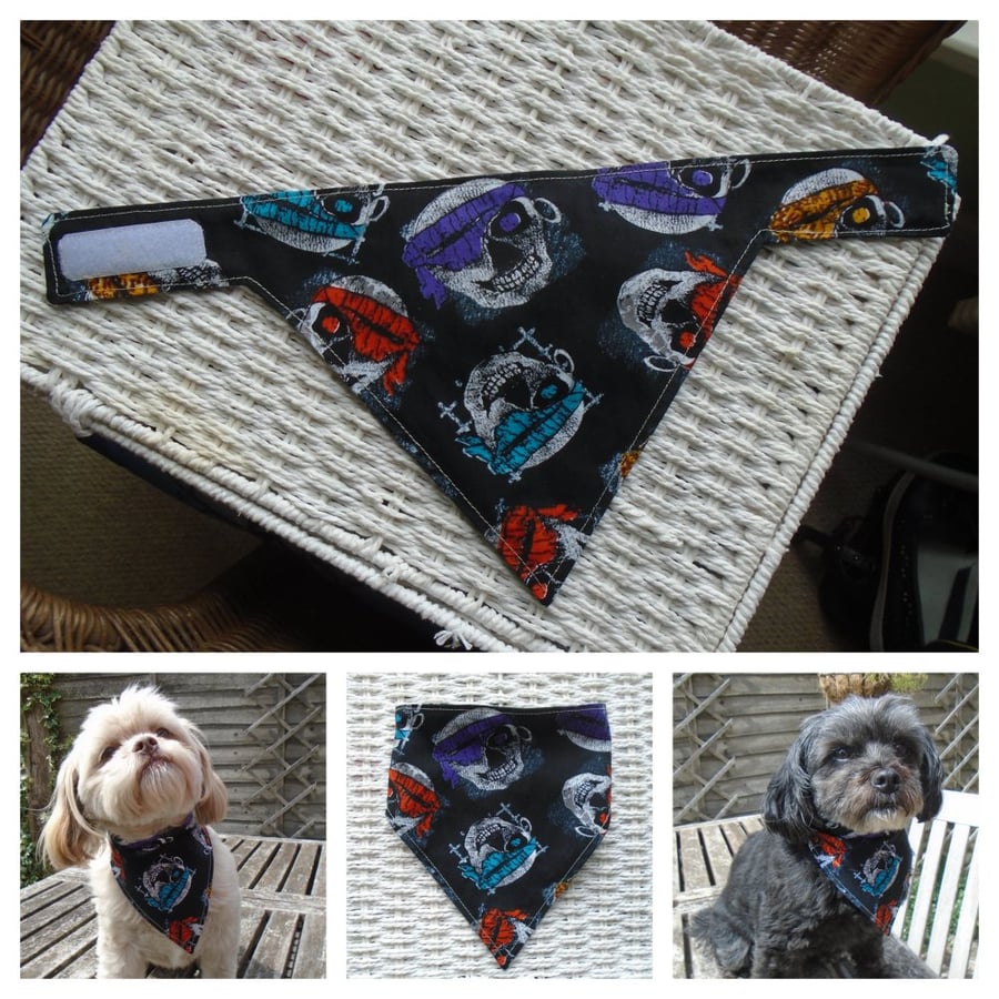 Dog Bandana Skulls Pirate Theme 16 inches 