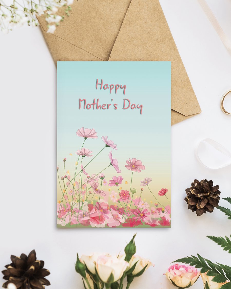 Wild Flowers Card, Floral Mother's Day Card