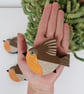 Miniature robin wall hanging, hand painted garden bird ornament, little gift. - Image 1