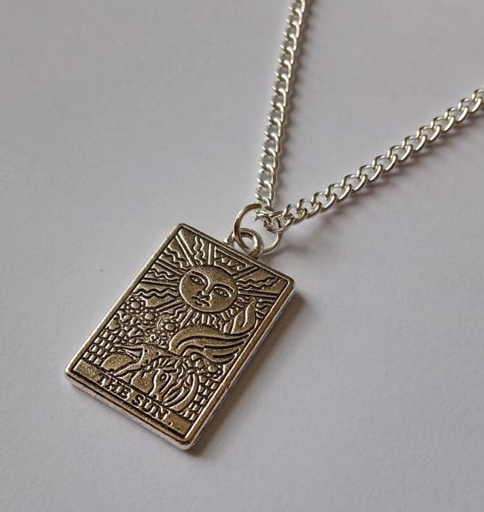 Tarot Card 'The Sun' Silver Plate Necklace Wicca Pagan New Age