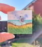Handmade Seagull Sea Glass and Watercolour Mini Canvas Fridge Magnet - Image 2