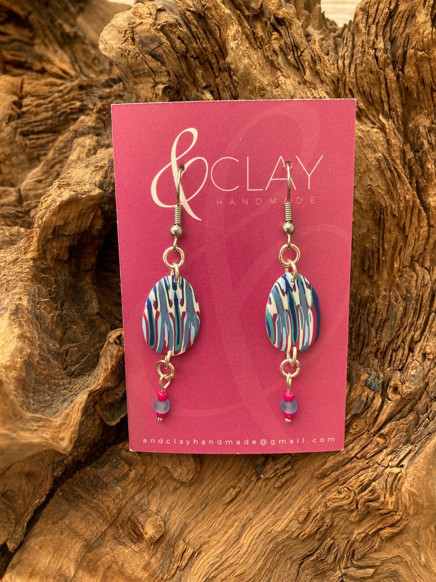 Colourful Patterned Polymer Clay Easter Egg Earrings