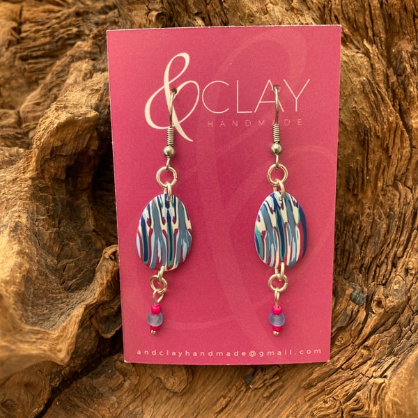 Colourful Patterned Polymer Clay Easter Egg Earrings