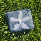Denim purse with flower - Upcycled jeans pockets