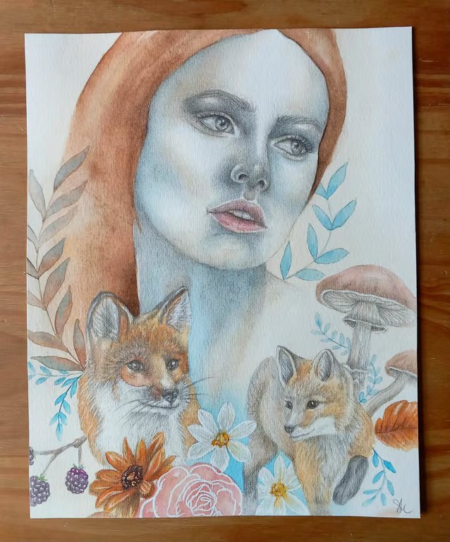 Karpo Goddess of Autumn 8 x 10 Inch Imperfect Original Artwork