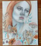 Karpo Goddess of Autumn 8 x 10 Inch Imperfect Original Artwork