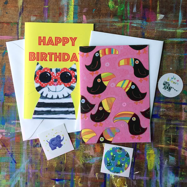  Two cards and two stickers surprise pack