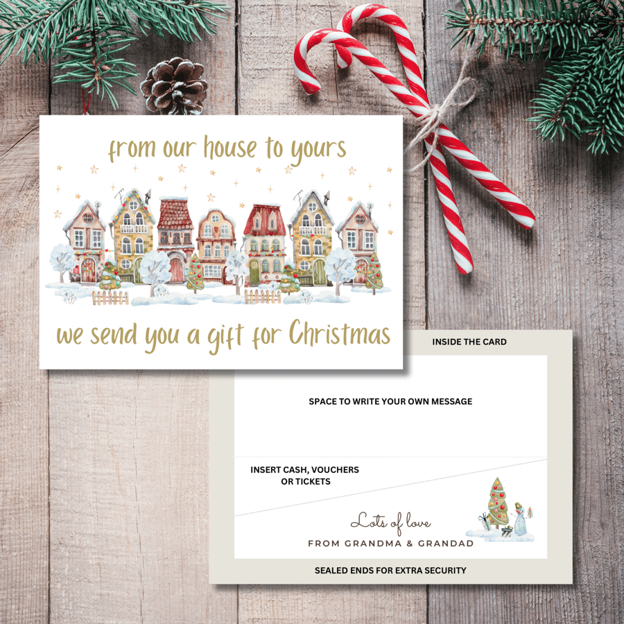 Our house to yours - personalised Christmas Money Gift Card