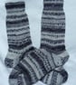 Hand-cranked Knitted Ribbed Wool Socks Size 8 to 9 - Image 3