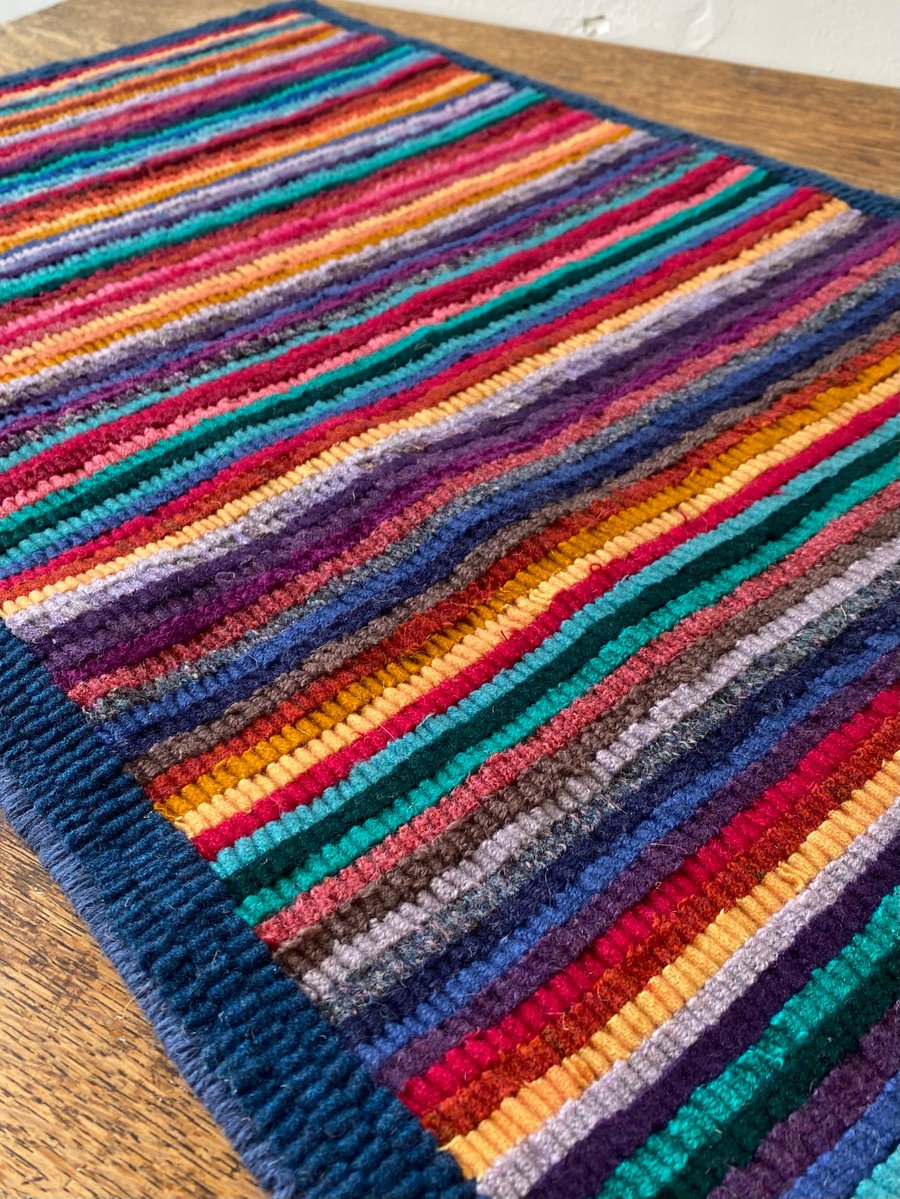 Vibrant Handmade Hooked Rug