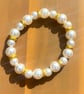 Handmade Pearl-Look Beaded Bracelet with Gold-Tone Spacers