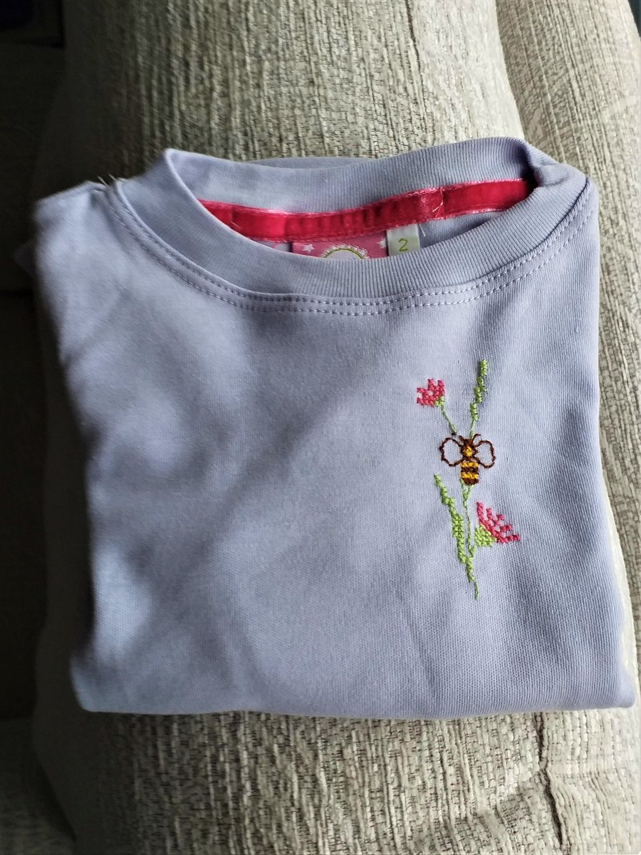 Bee, Long-sleeve, T-shirt, age 2, hand embroidered