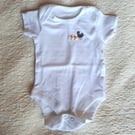 Hen and Chicks, Baby Vest, age 0-3 months, hand embroidered