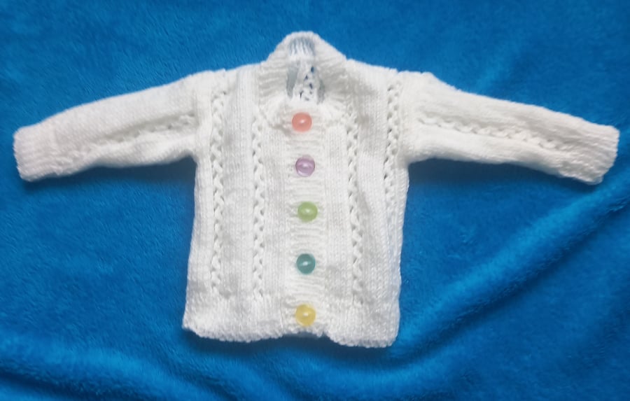 White Baby Hand Knitted Cardigan A Likely Yarn 